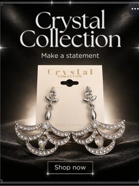 Crystal Collection Women Dangle Drop Silver Colorless Striking Design Earrings